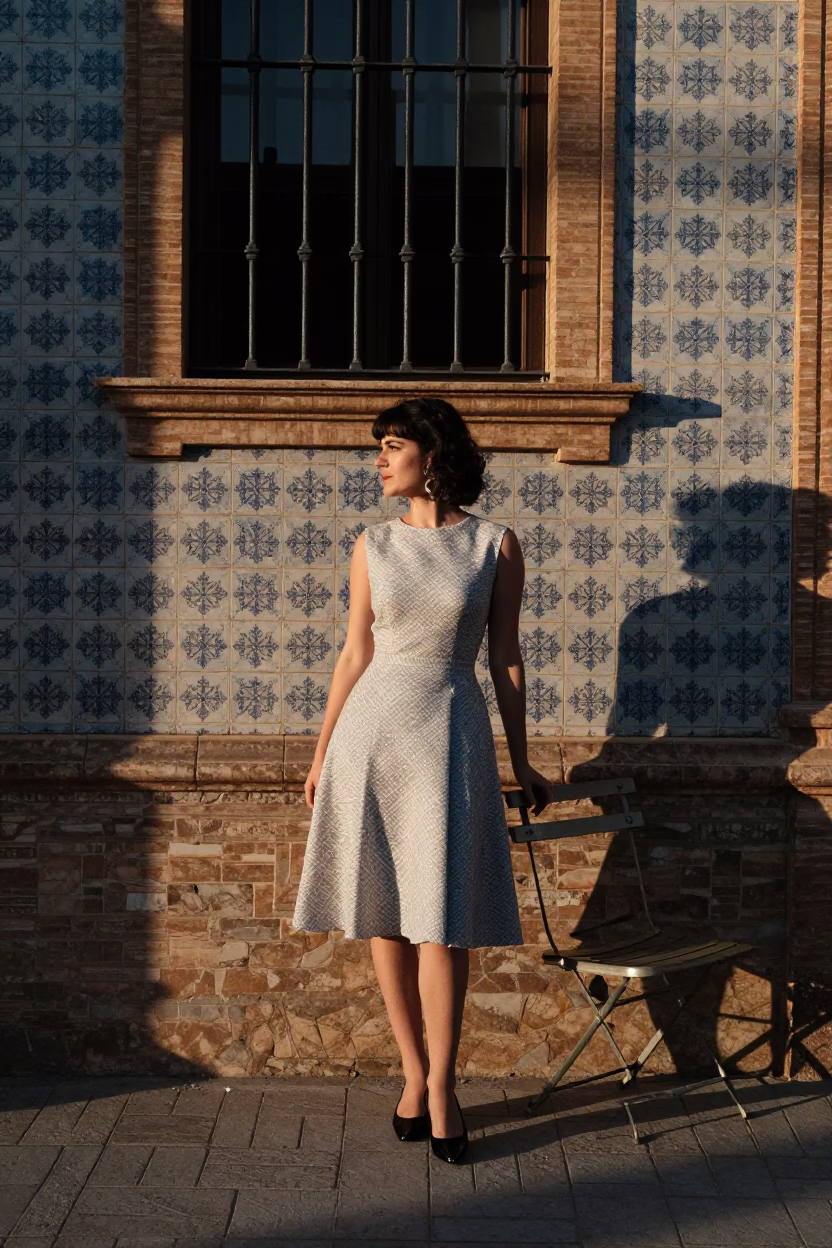 Street Style in Seville at The Early Morning Light in in Seville, Spain
