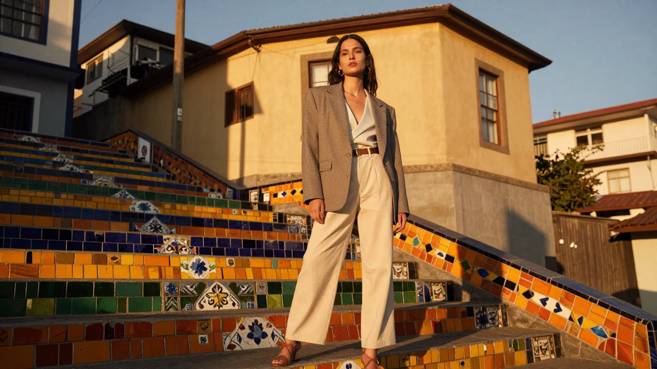 Street Style in Valparaiso at Honeyed Evening Light in in Valparaiso, Chile