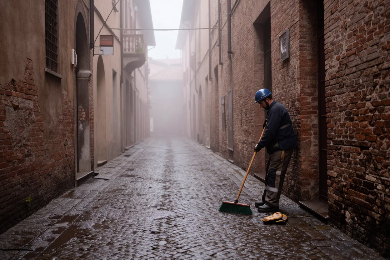 Street Sweeper in Bologna in in Bologna, Italy