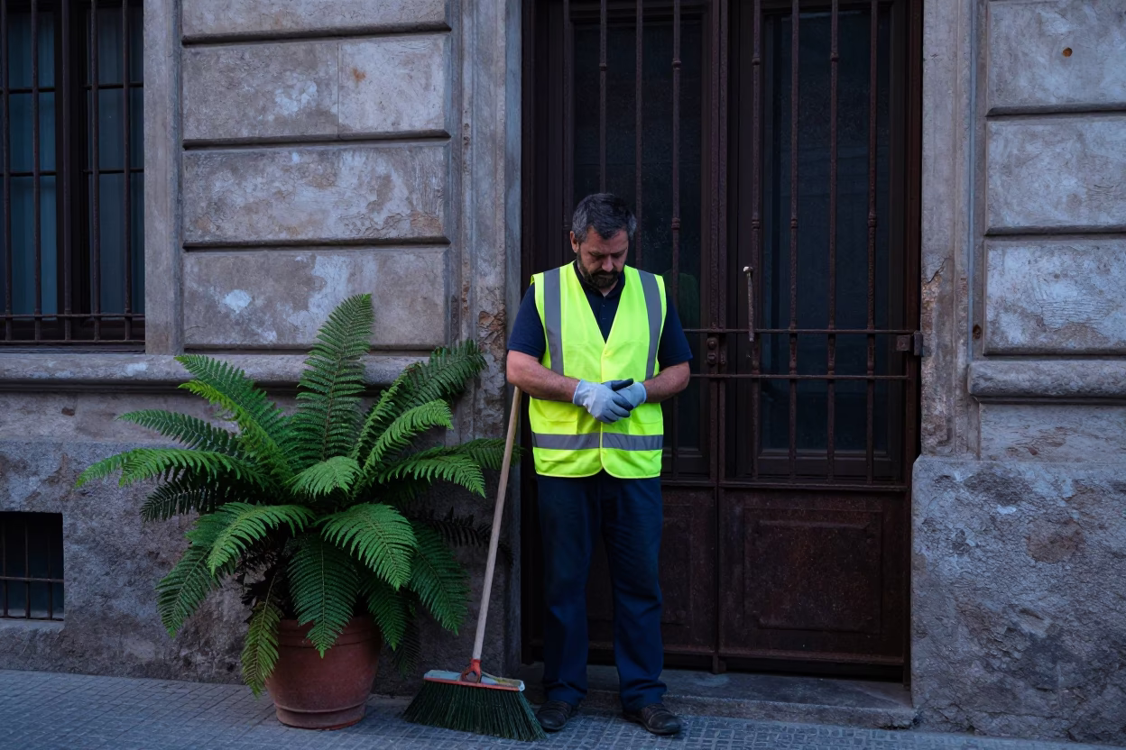 Street Sweeper in Buenos Aires in in Buenos Aires, Argentina