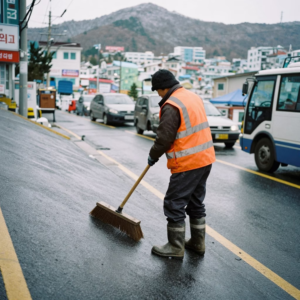 Street Sweeper in Busan in in Busan, South Korea