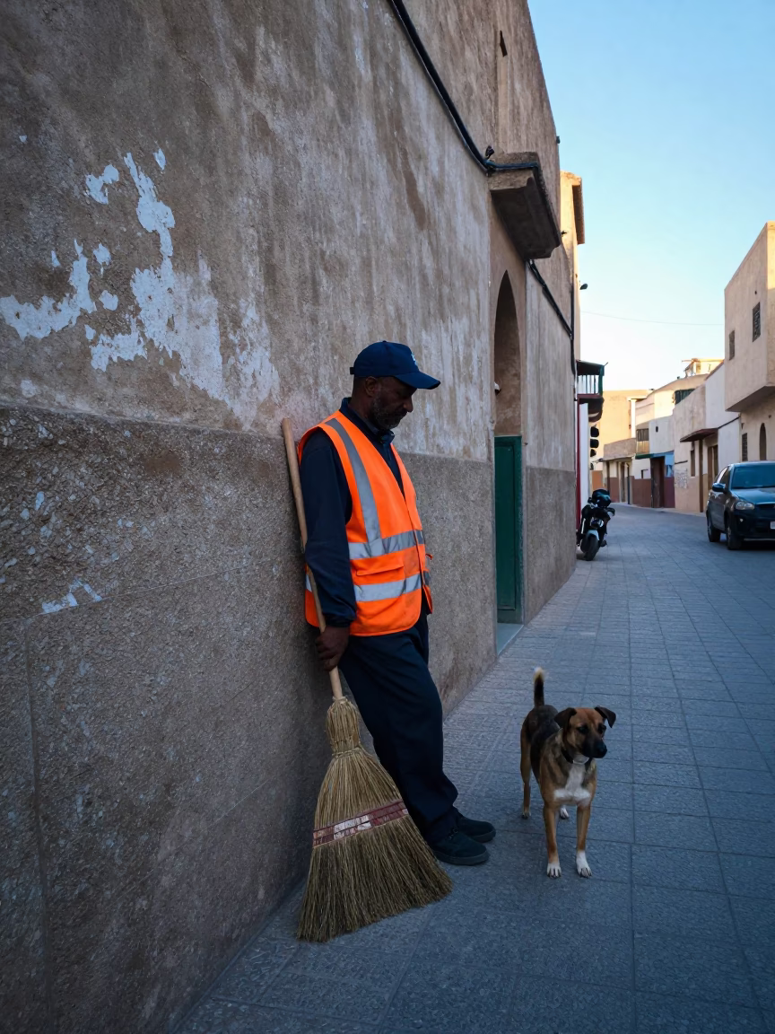 Street Sweeper in Casablanca in in Casablanca, Morocco