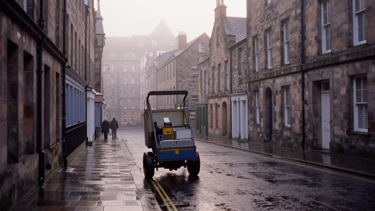 Street Sweeper in Edinburgh in in Edinburgh, United Kingdom