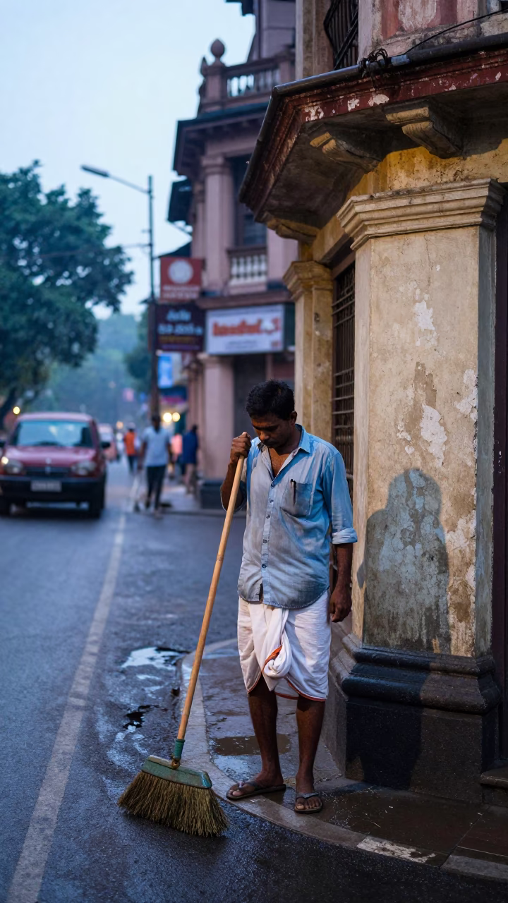 Street Sweeper in Kolkata in in Kolkata, India