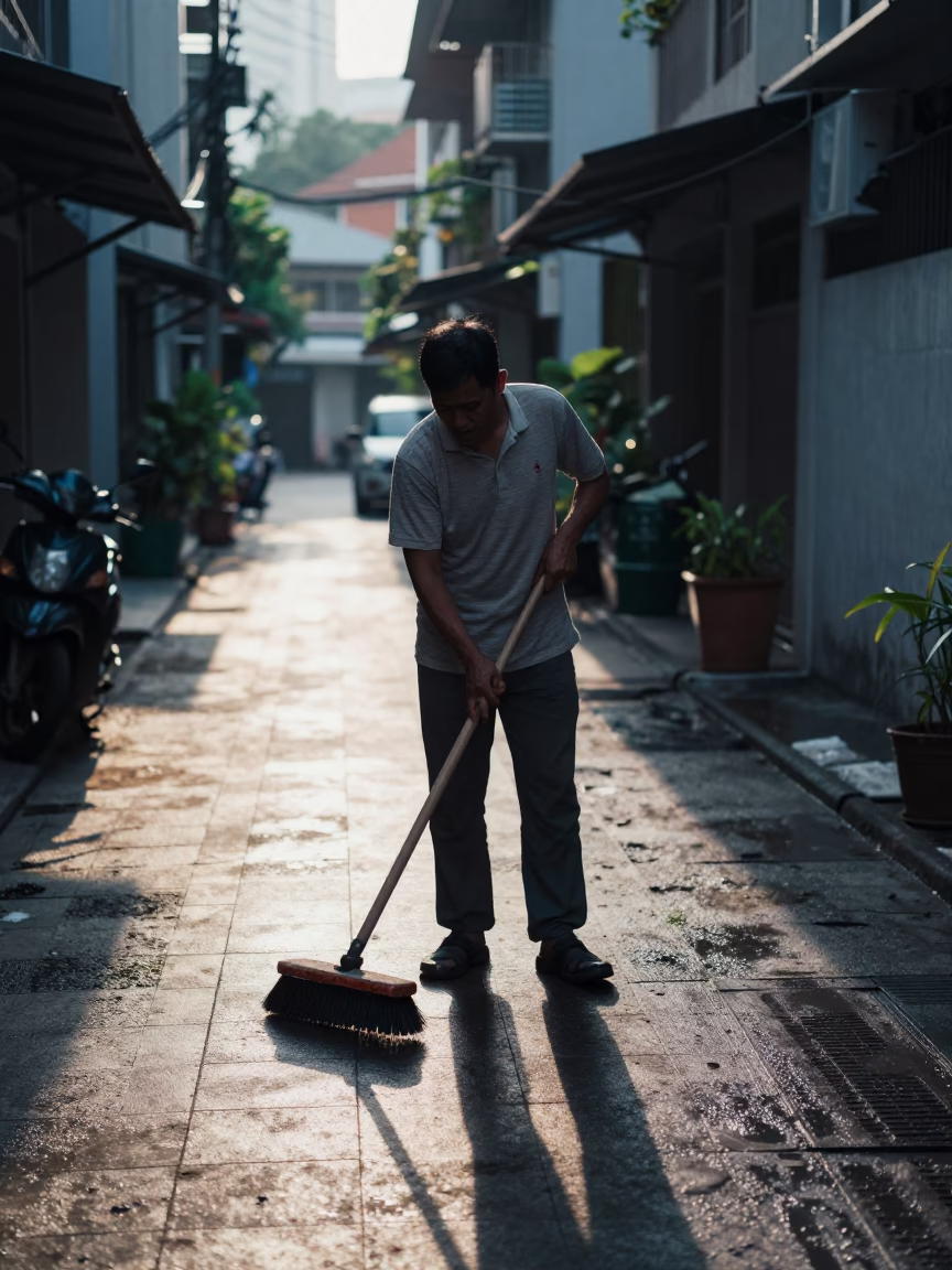 Street Sweeper in Kuala Lumpur in in Kuala Lumpur, Malaysia