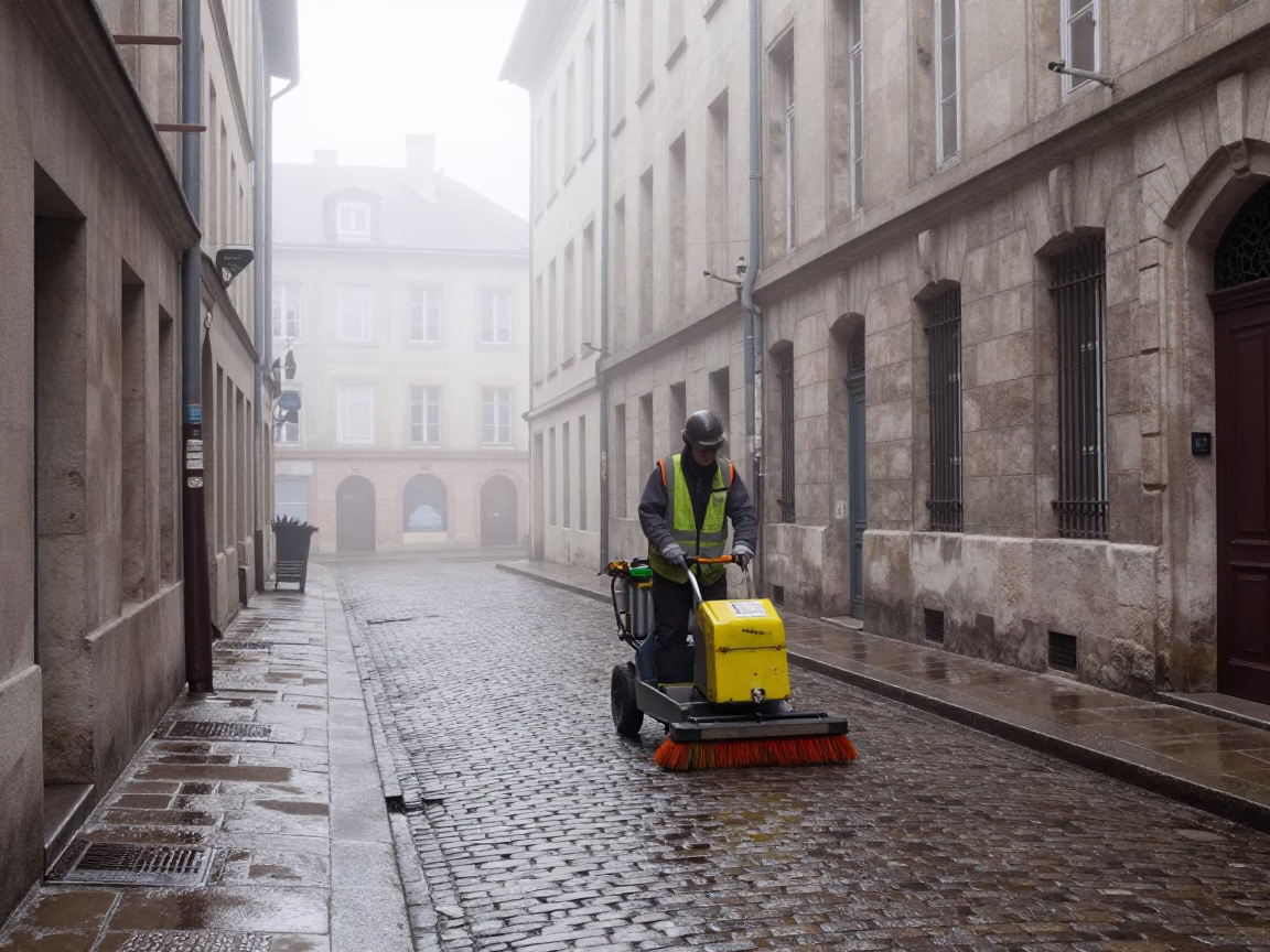Street Sweeper in Lyon in in Lyon, France