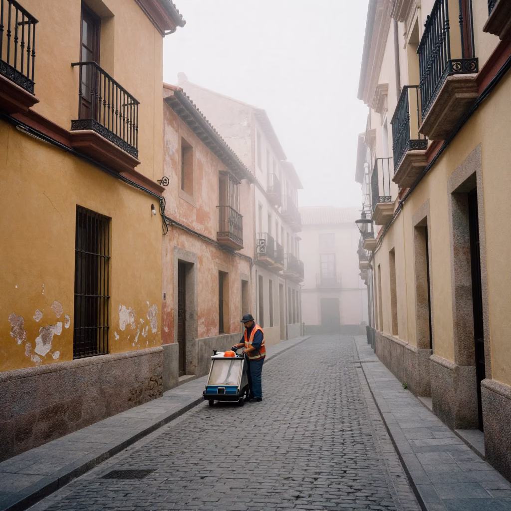 Street Sweeper in Madrid in in Madrid, Spain
