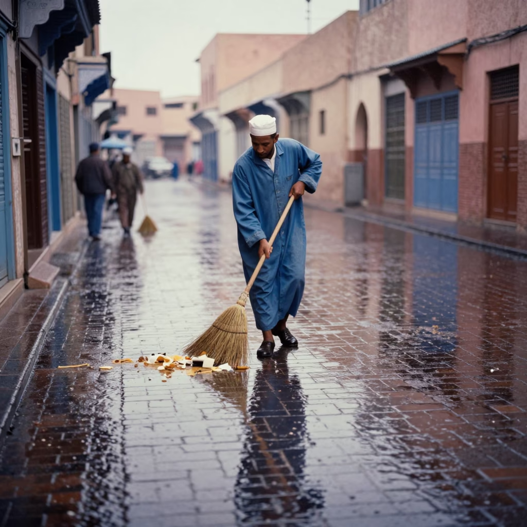 Street Sweeper in Marrakech in in Marrakech, Morocco