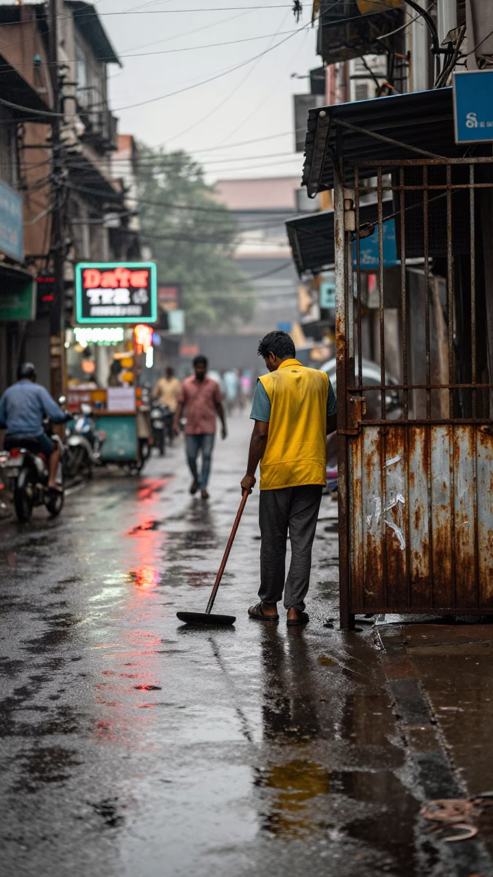 Street Sweeper in Mumbai in in Mumbai, India