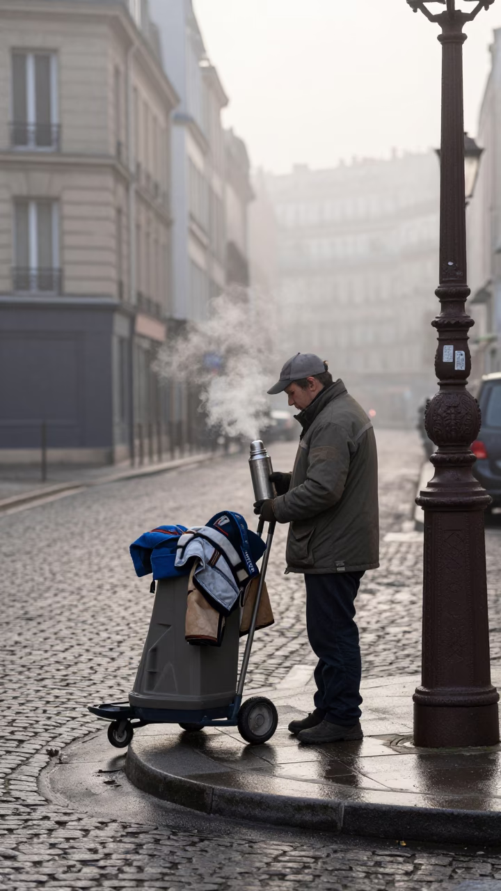 Street Sweeper in Paris in in Paris, France