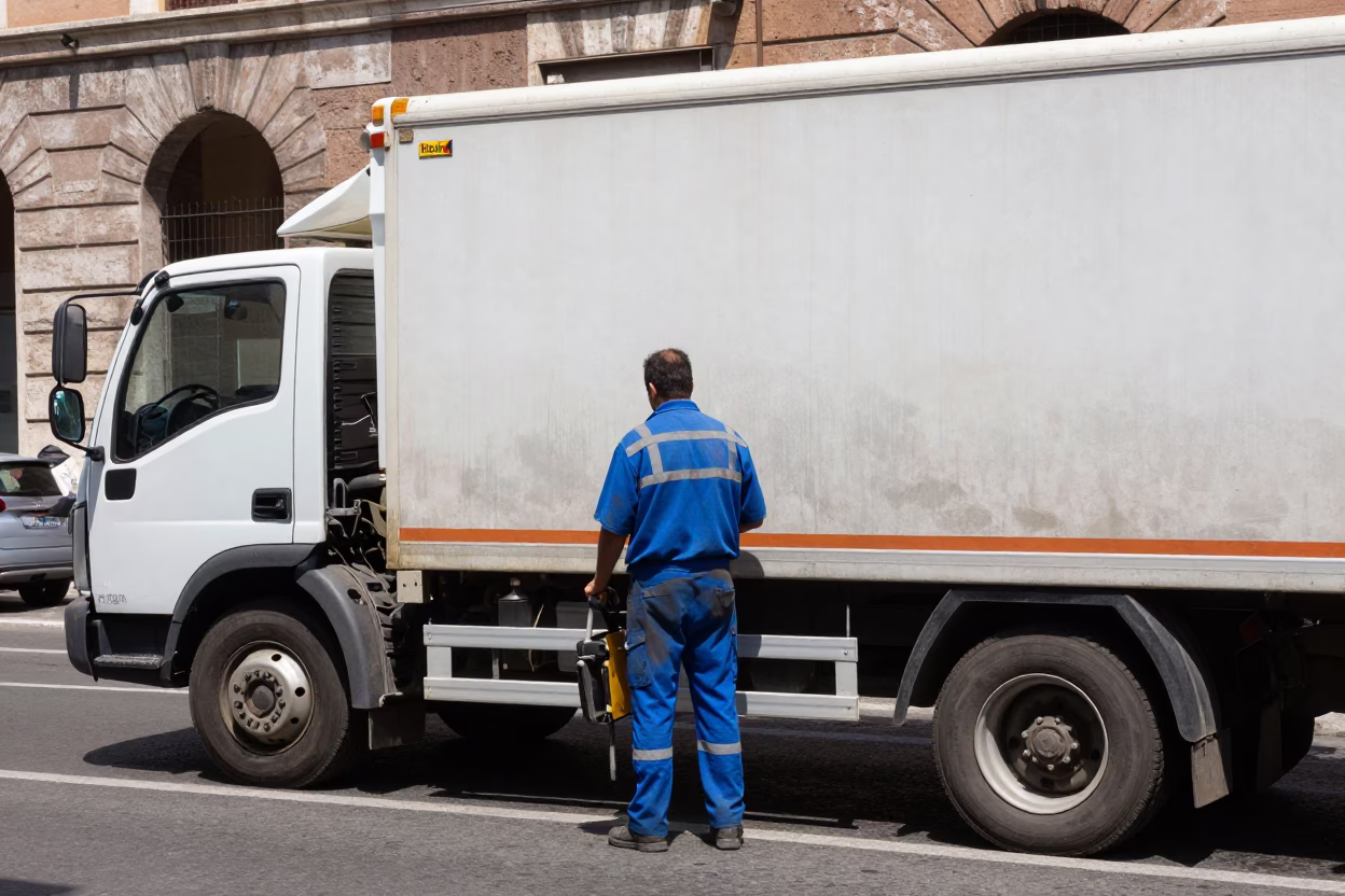 Street Sweeper in Rome in in Rome, Italy