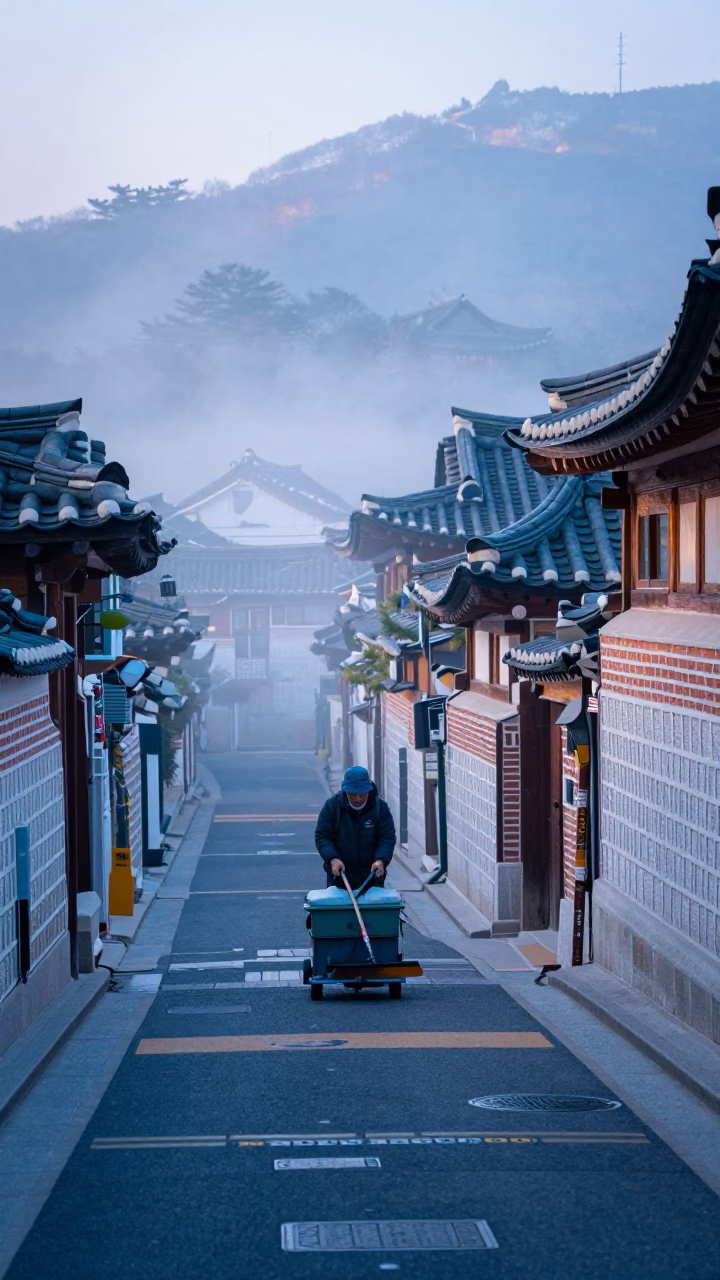 Street Sweeper in Seoul in in Seoul, South Korea