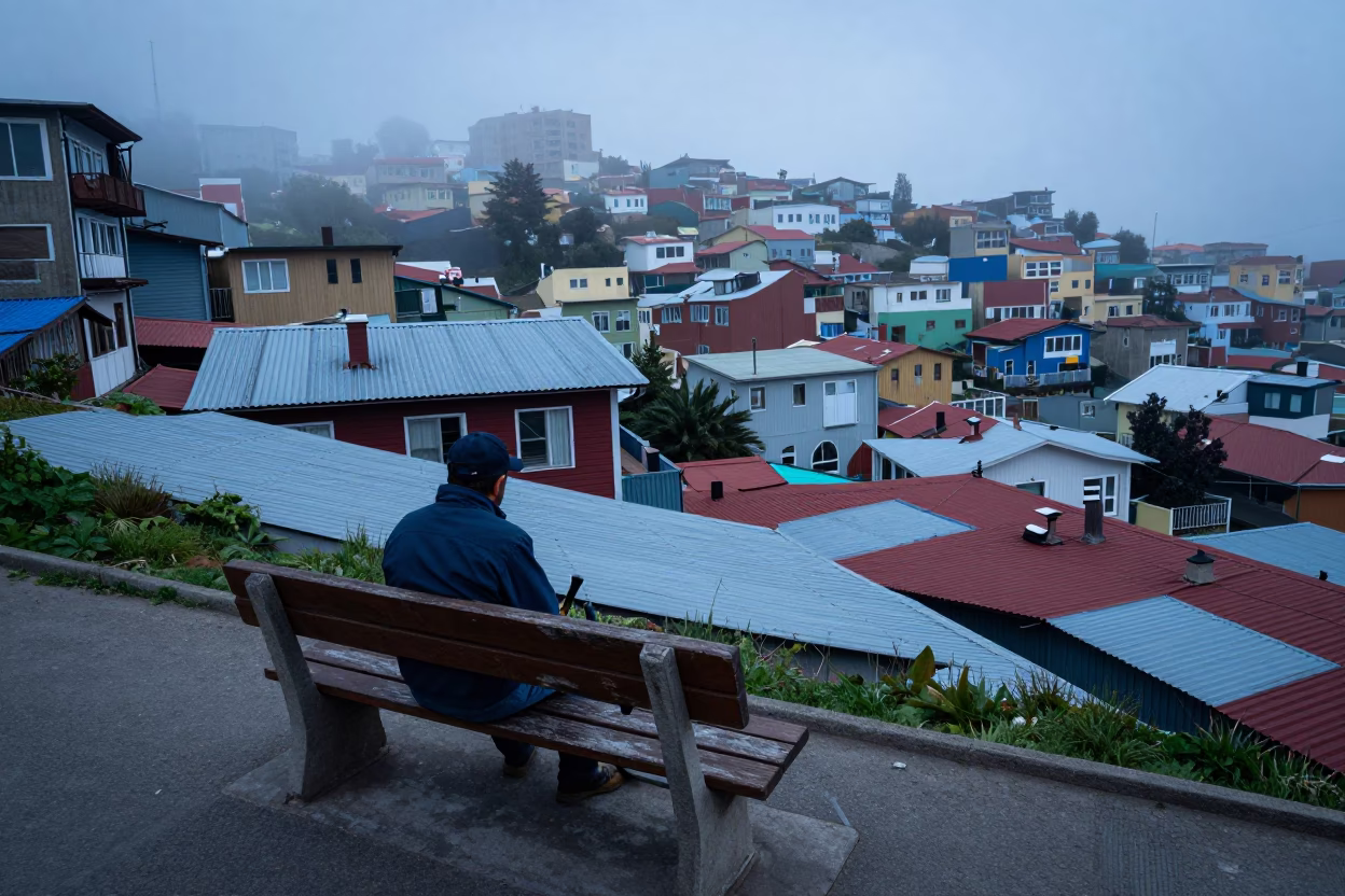 Street Sweeper in Valparaiso in in Valparaiso, Chile