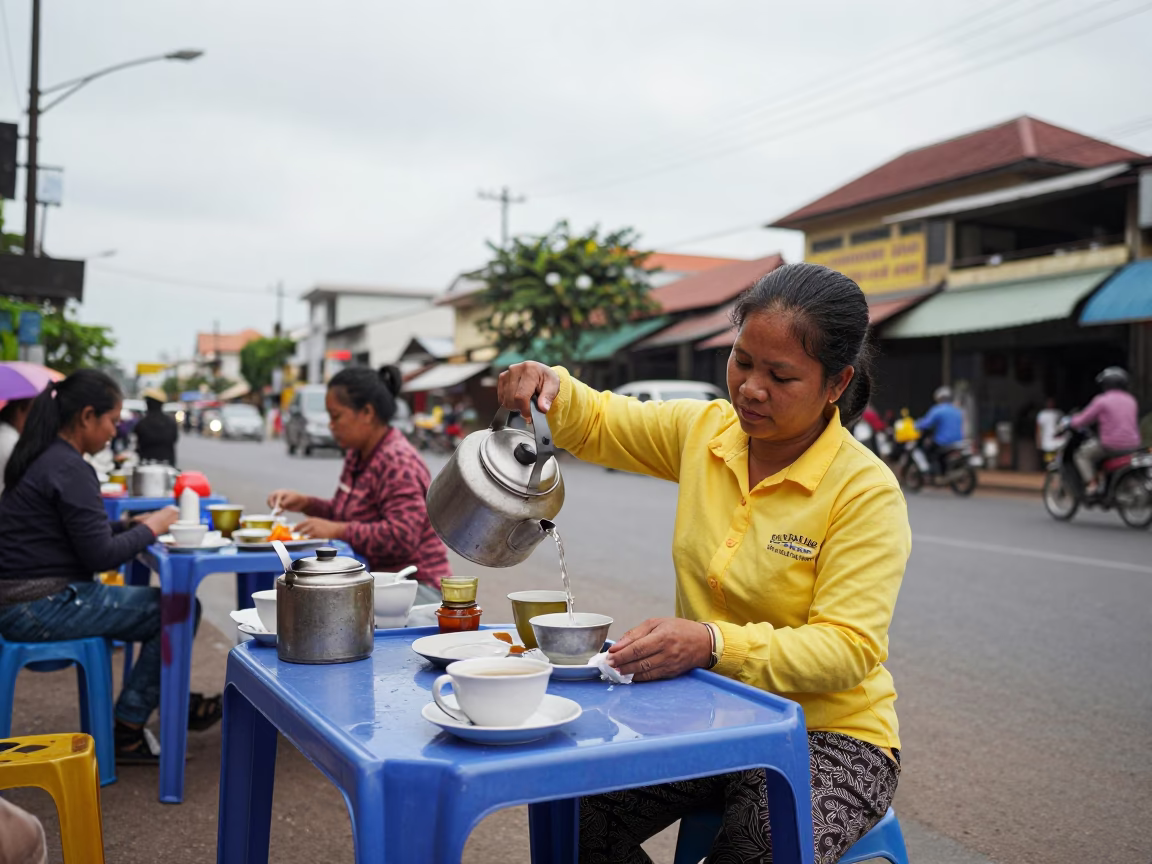 Street Table in Phnom Penh in in Phnom Penh, Cambodia