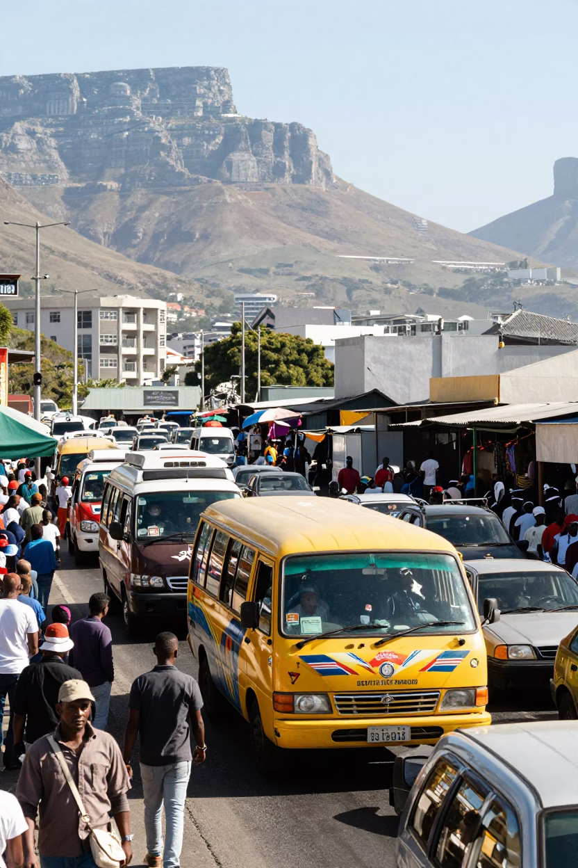 Street Traffic in Cape Town at Bright Midmorning Light in in Cape Town, South Africa