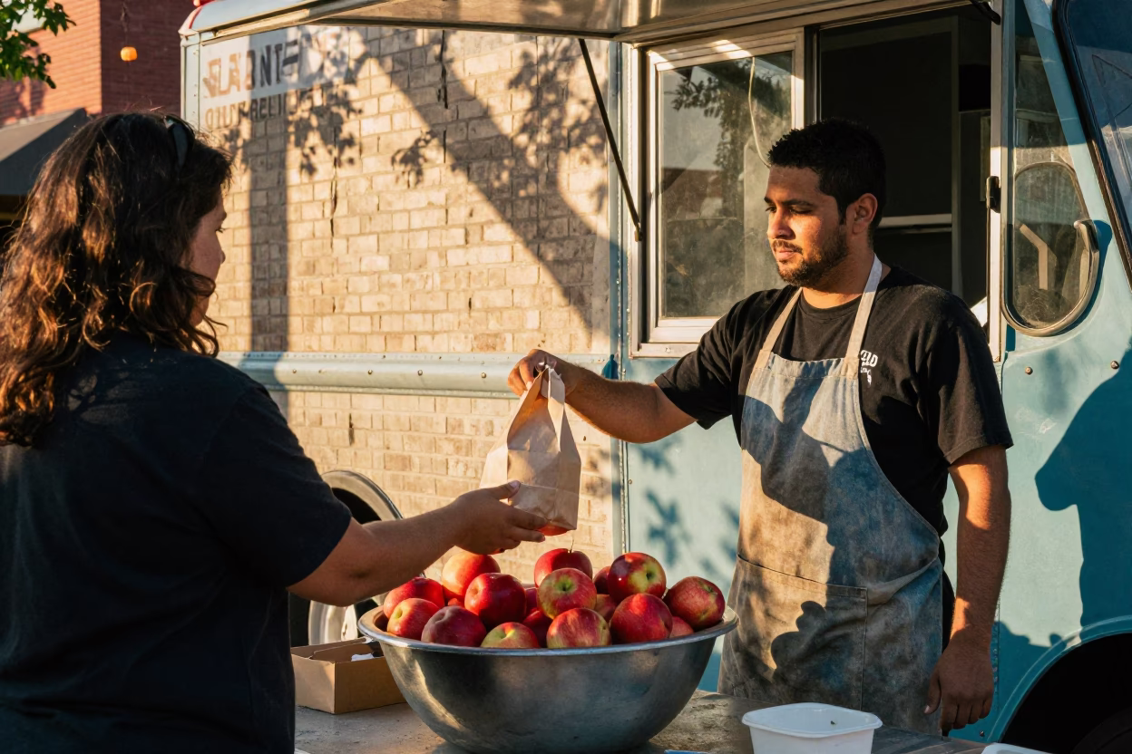 Street Vendor at Clear Late-afternoon Light in Austin in in Austin, Texas, United States