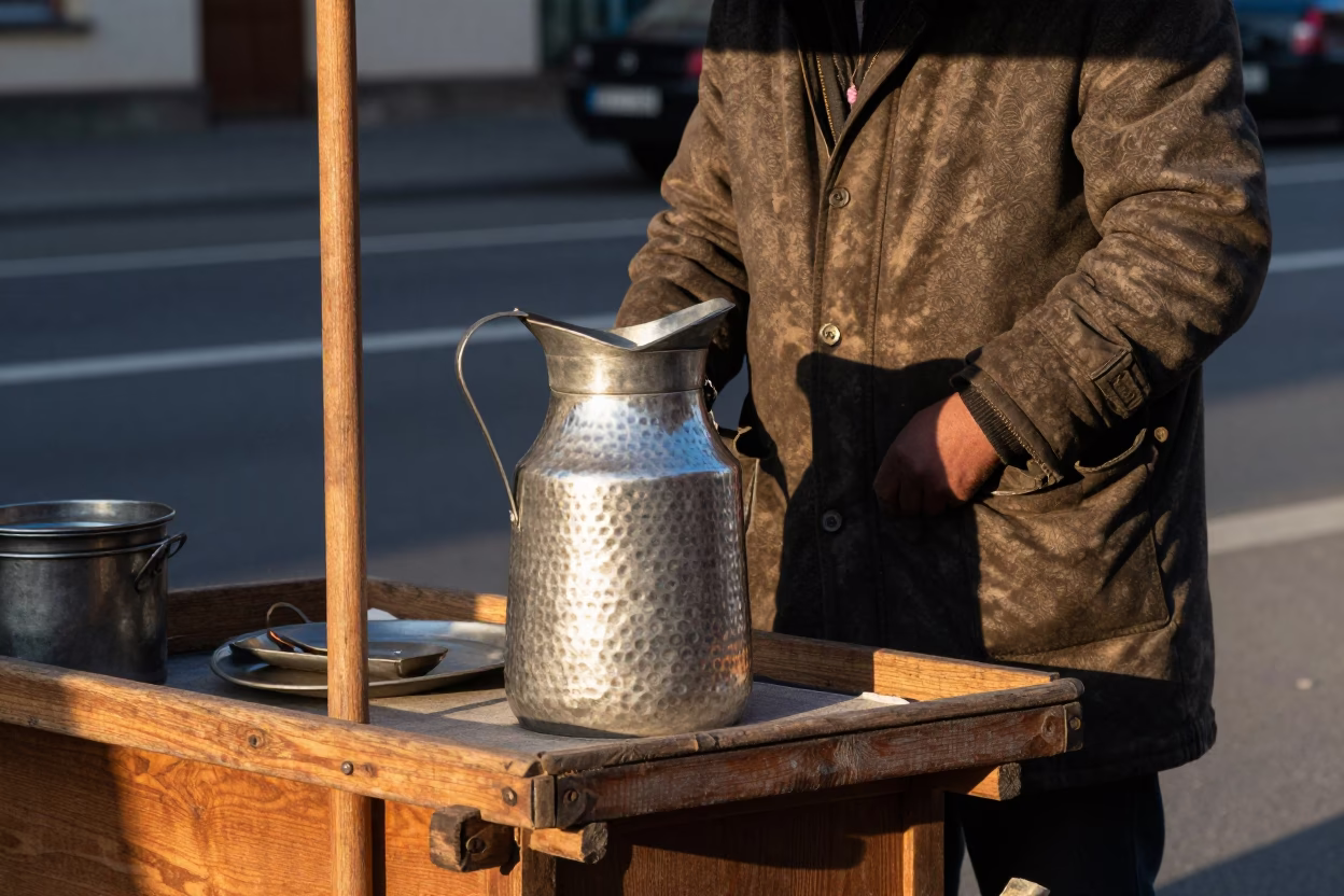 Street Vendor at Clear Late-afternoon Light in Berlin in in Berlin, Germany