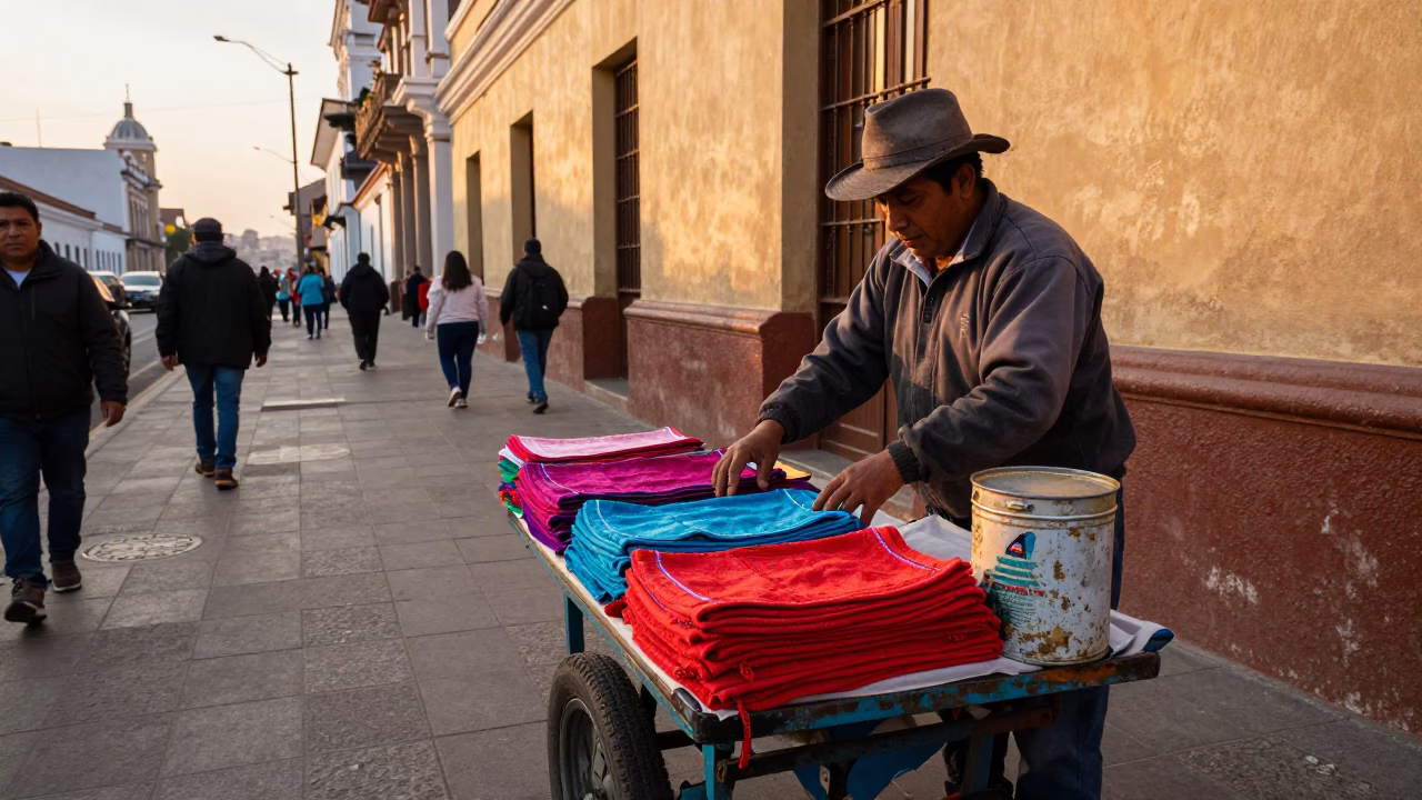 Street Vendor at Golden Hour in Lima in in Lima, Peru