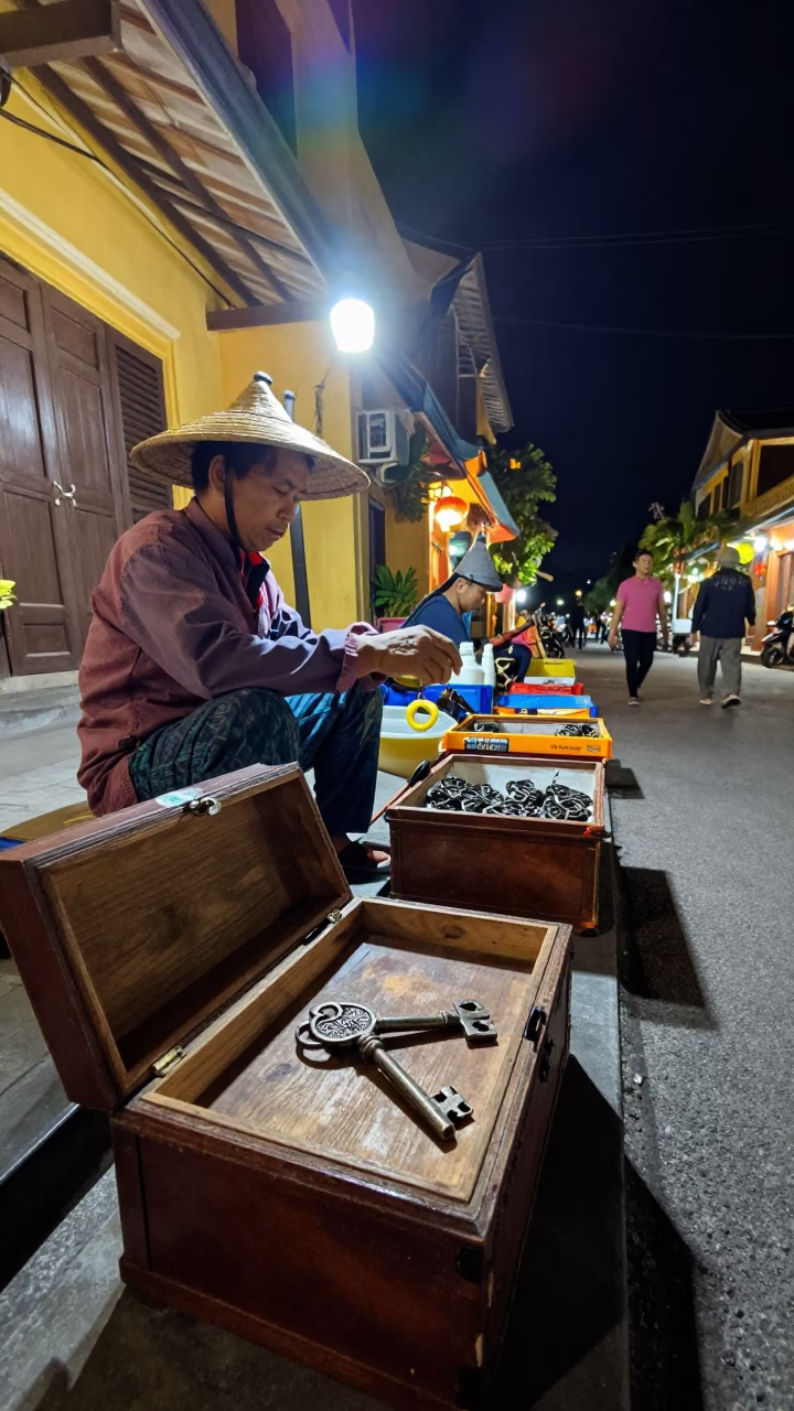 Street Vendor at Late At Night Light in Hoi An in in Hoi An, Vietnam