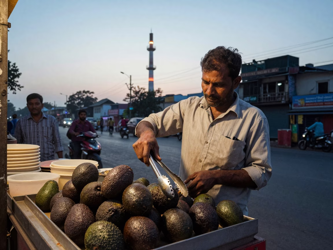 Street Vendor at Nautical Dawn Light in Delhi in in Delhi, India