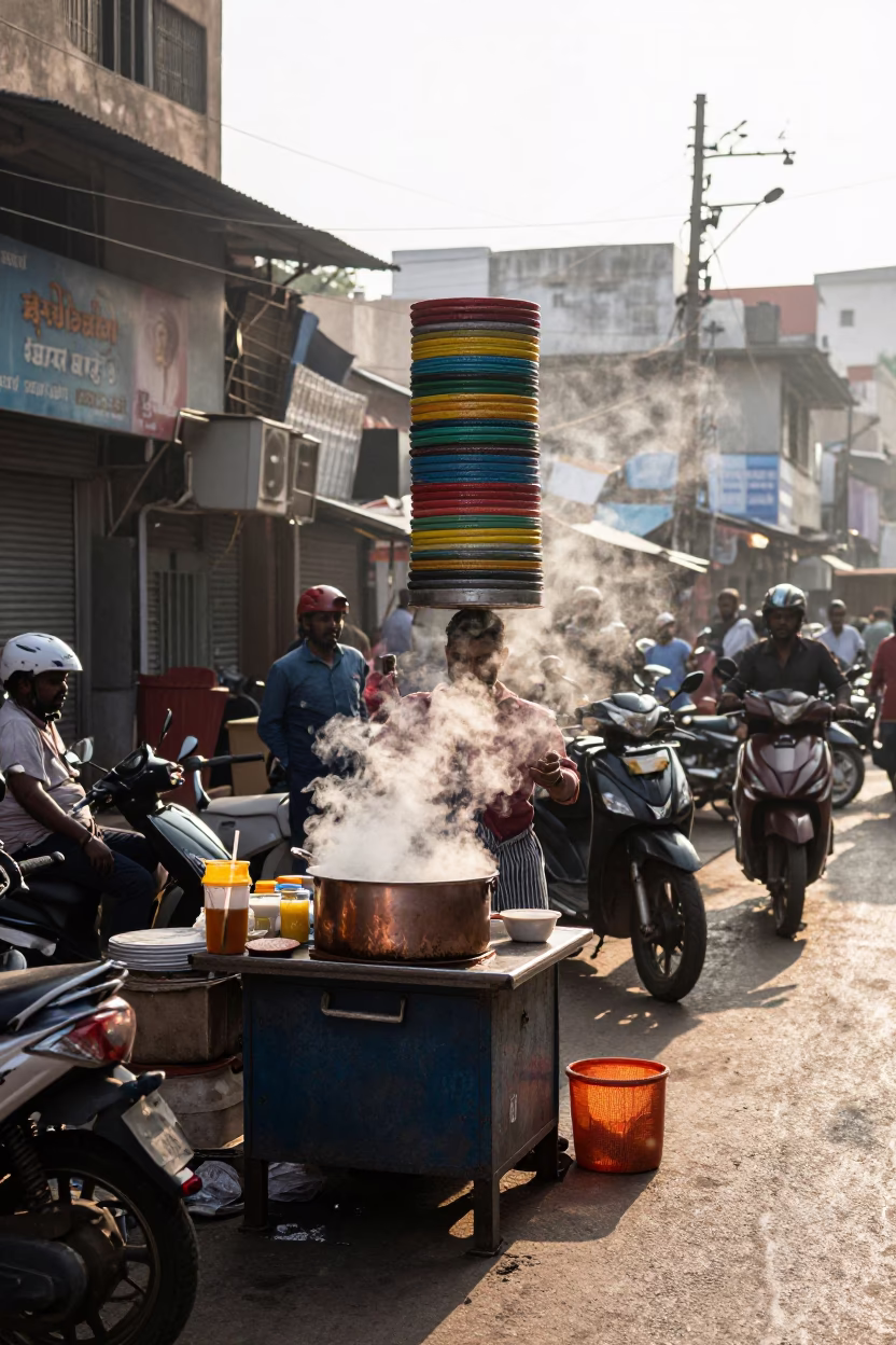 Street Vendor at The Early Afternoon Light in Hyderabad in in Hyderabad, India