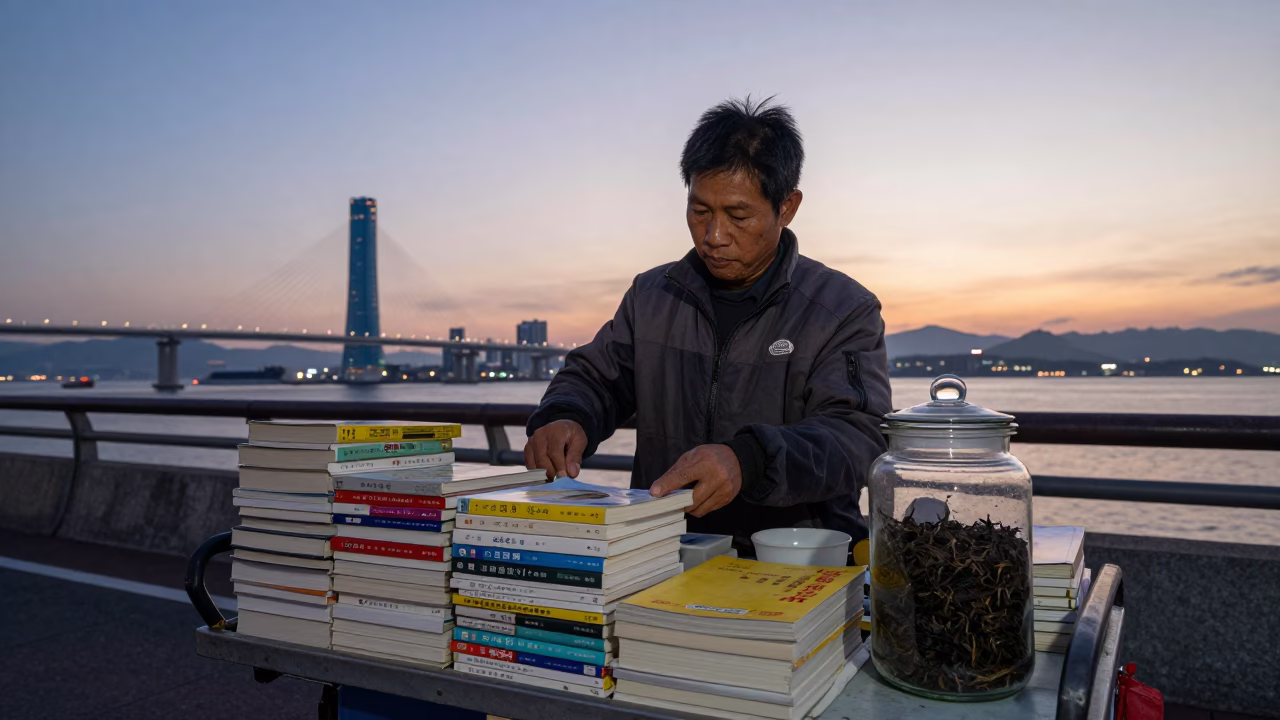 Street Vendor at The Still Hours Before Dawn Light in Kaohsiung in in Kaohsiung, Taiwan