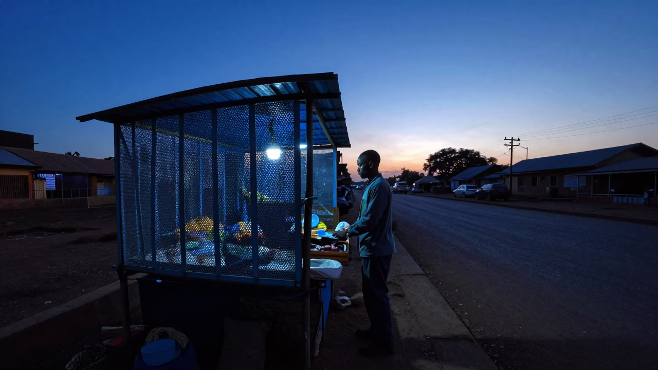 Street Vendor at The Still Hours Before Dawn Light in Nairobi in in Nairobi, Kenya