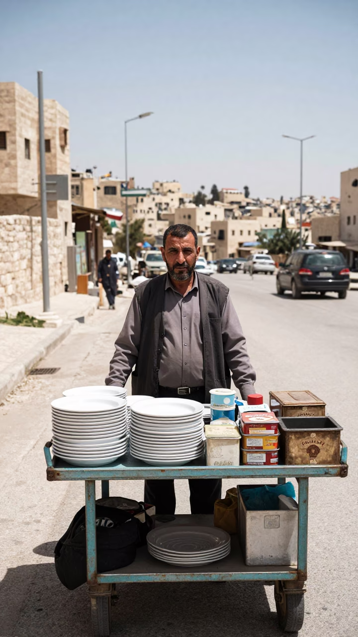 Street Vendor in Amman at Flat Noon Light in in Amman, Jordan