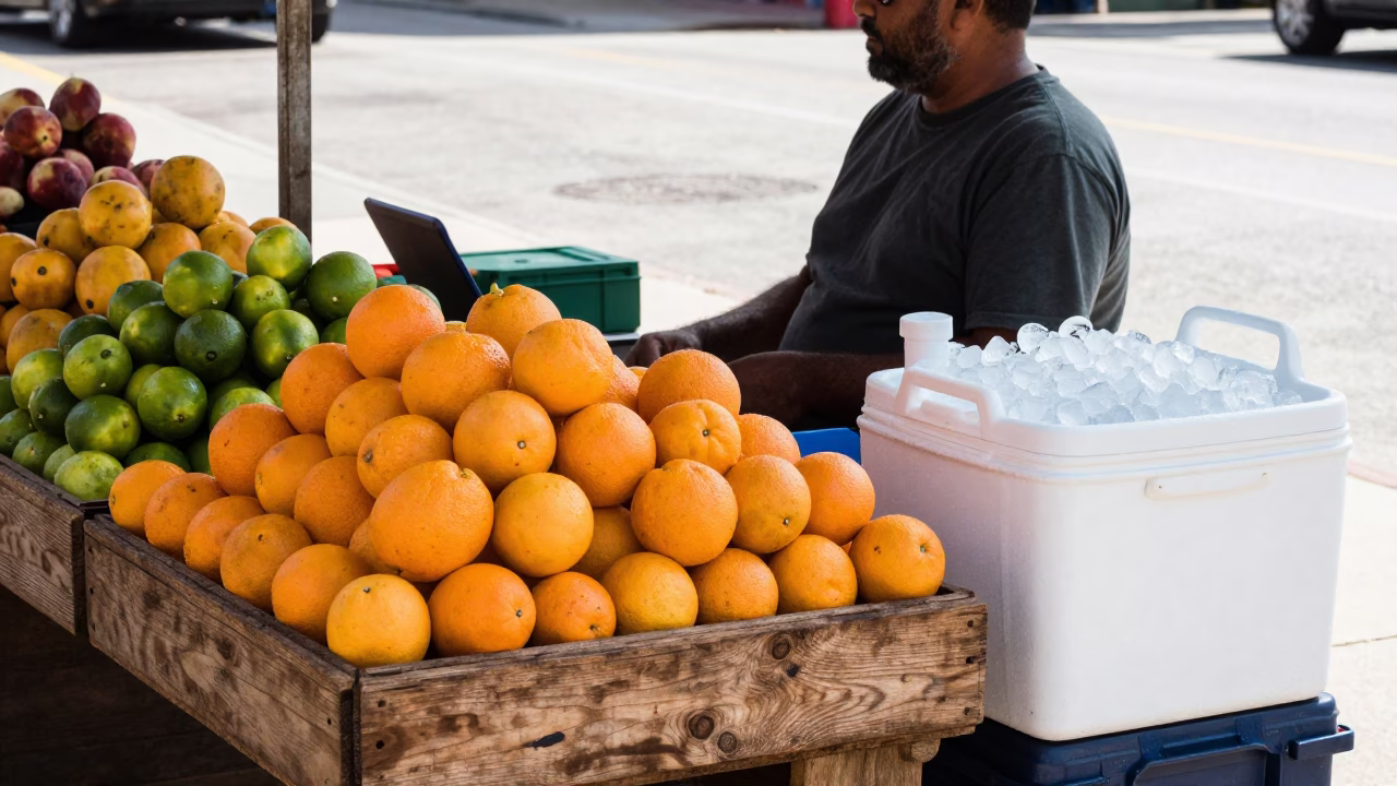 Street Vendor in Austin at Flat Noon Light in in Austin, Texas, United States