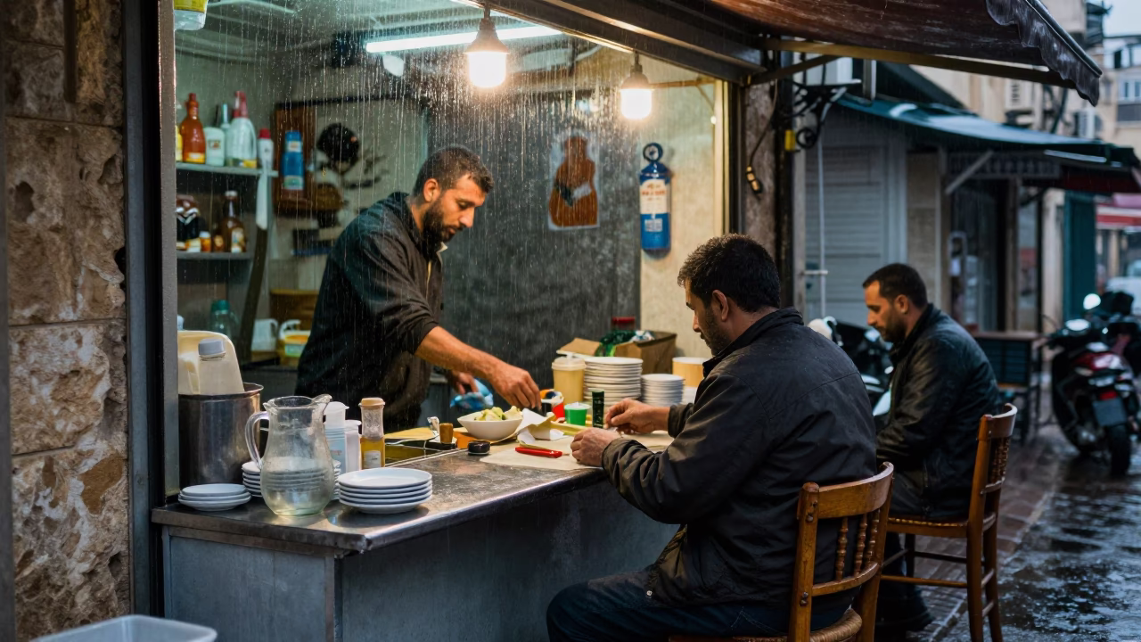 Street Vendor in Beirut at Dusk Light in in Beirut, Lebanon