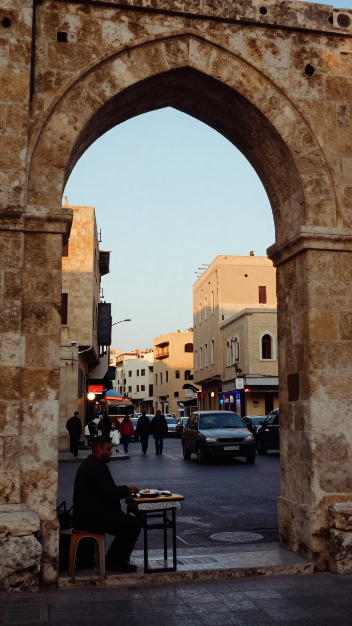 Street Vendor in Beirut at First Light Of Dawn in in Beirut, Lebanon