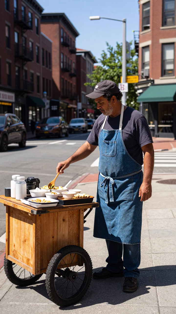 Street Vendor in Boston at Midday Light in in Boston, Massachusetts, United States
