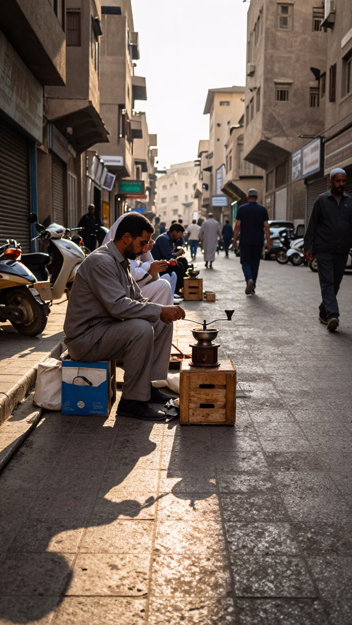 Street Vendor in Cairo at Late Morning Light in in Cairo, Egypt