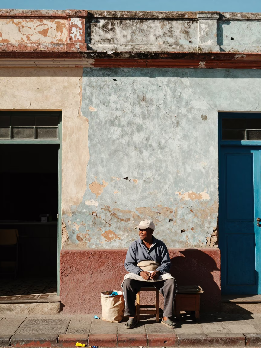 Street Vendor in Cape Town at Bright Midmorning Light in in Cape Town, South Africa