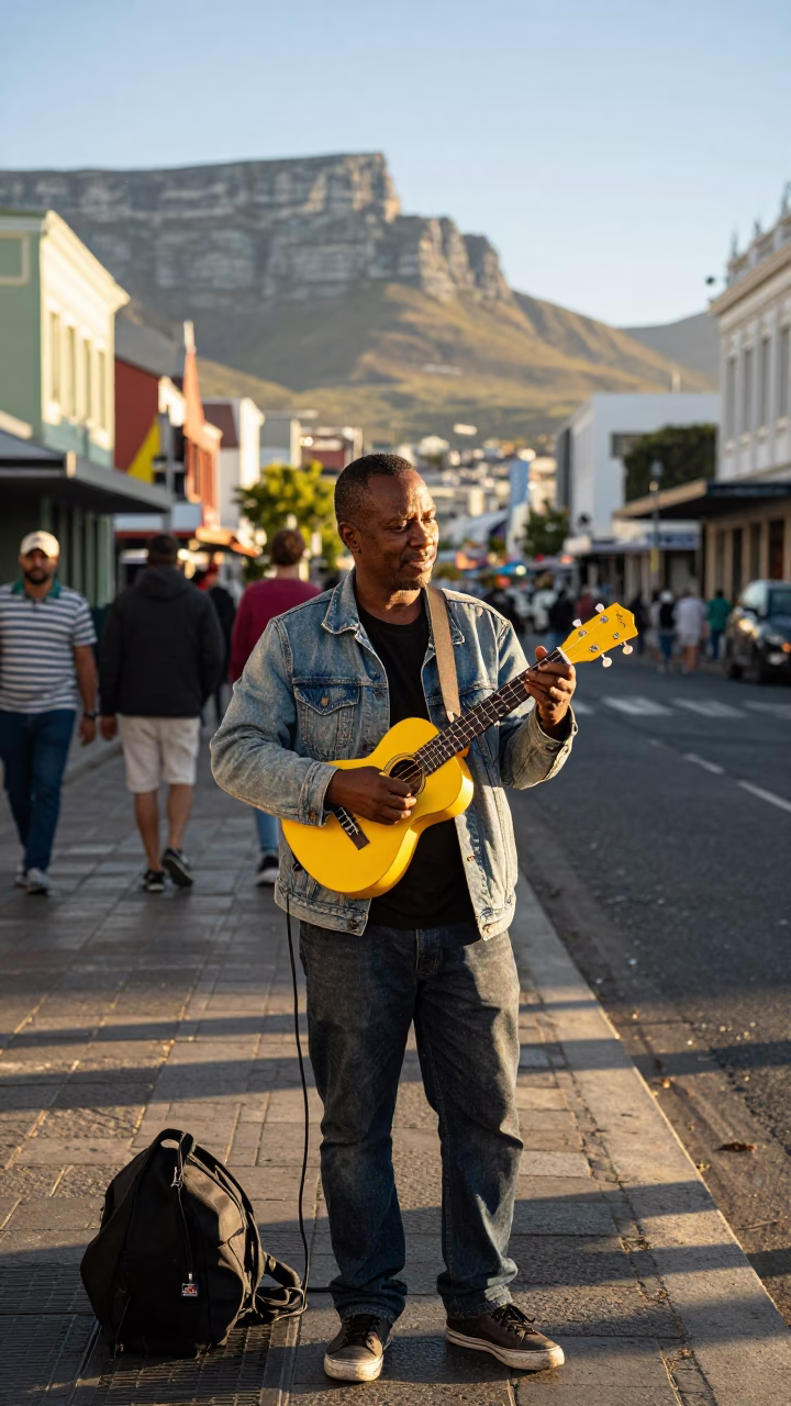 Street Vendor in Cape Town at The Early Afternoon Light in in Cape Town, South Africa