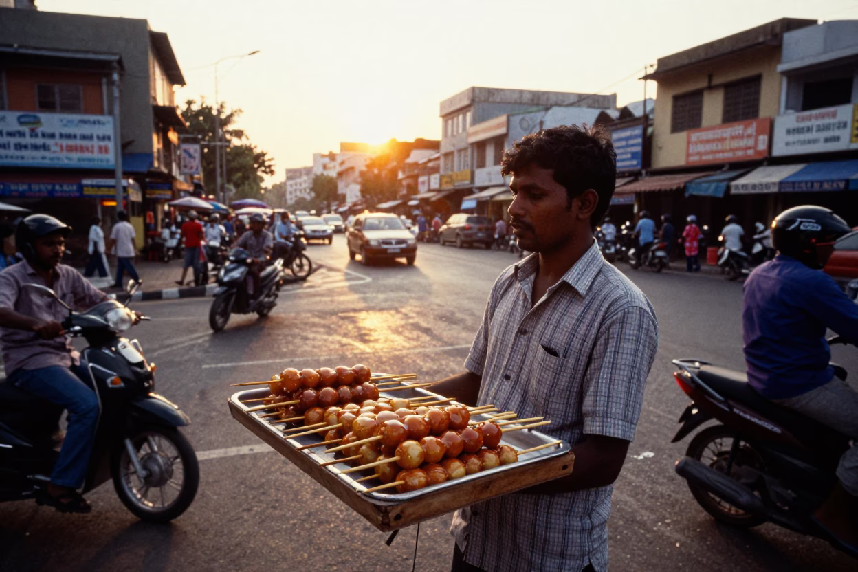 Street Vendor in Chennai at Golden Hour in in Chennai, India