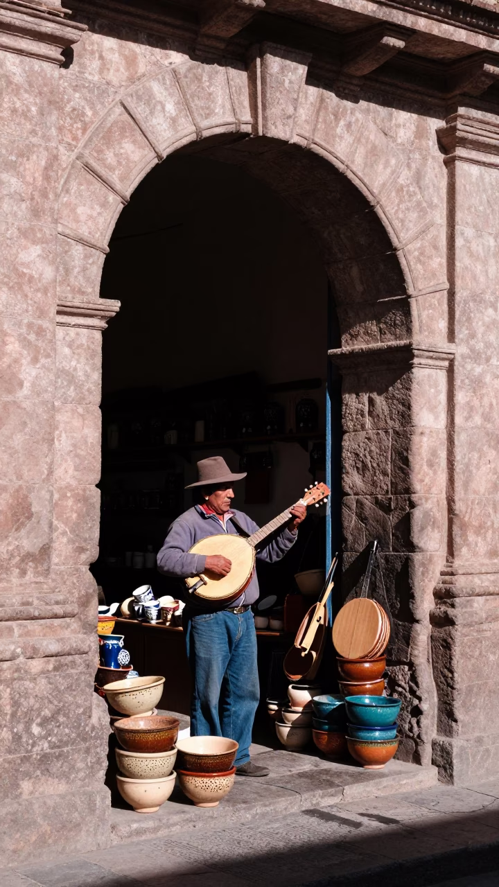Street Vendor in Cusco at Afternoon Light in in Cusco, Peru