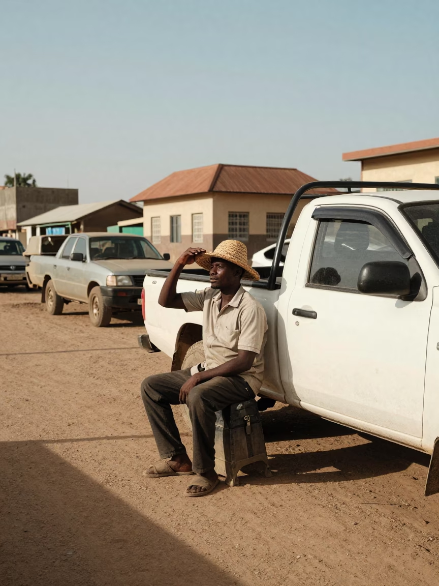 Street Vendor in Dakar Senegal Late Morning with Straw Hat and Notebook in in Dakar, Senegal