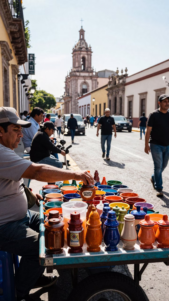 Street Vendor in Guadalajara at Late Morning Light in in Guadalajara, Mexico