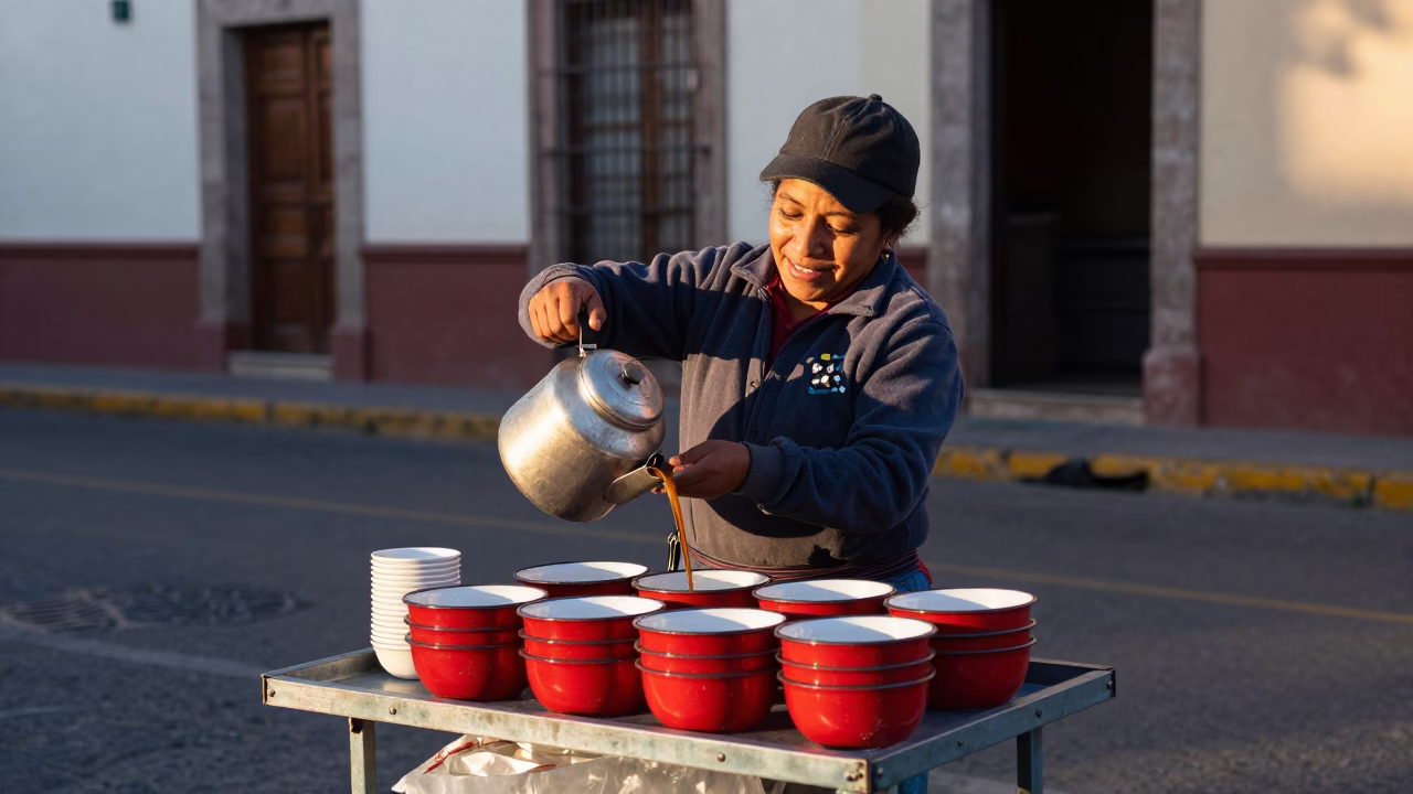 Street Vendor in Guadalajara at The Early Morning Light in in Guadalajara, Mexico