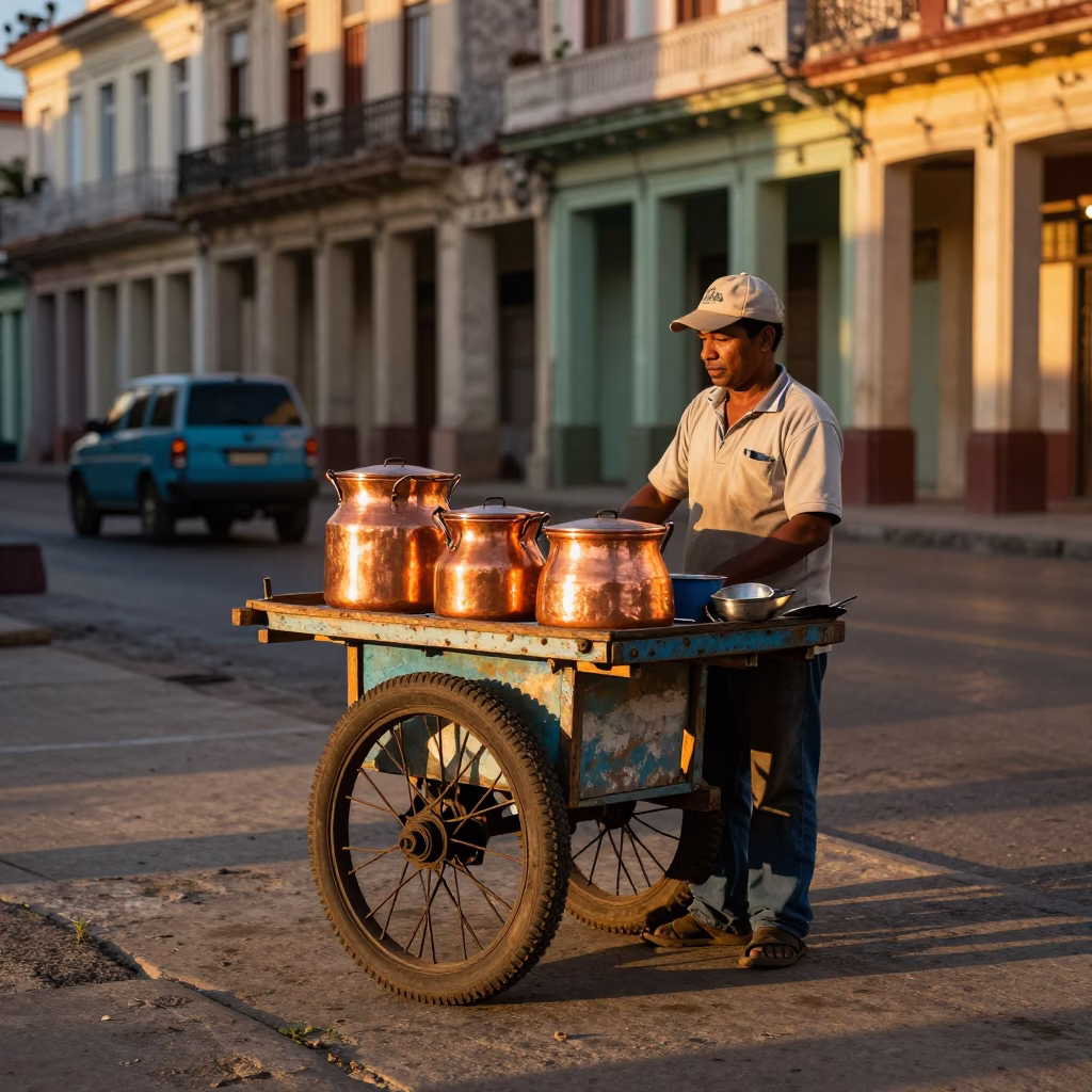 Street Vendor in Havana at Golden Hour in in Havana, Cuba