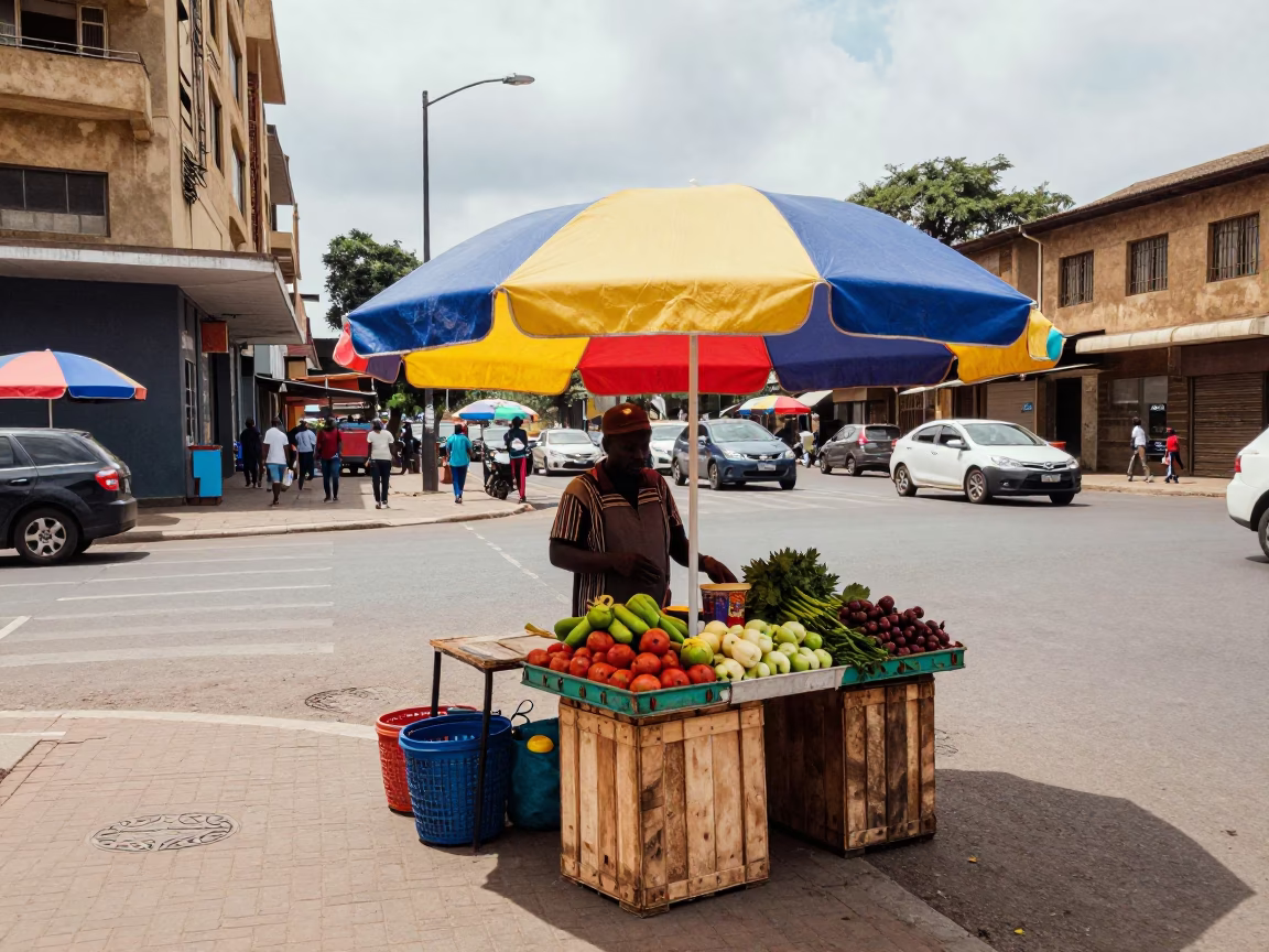 Street Vendor in Johannesburg at Midday Light in in Johannesburg, South Africa
