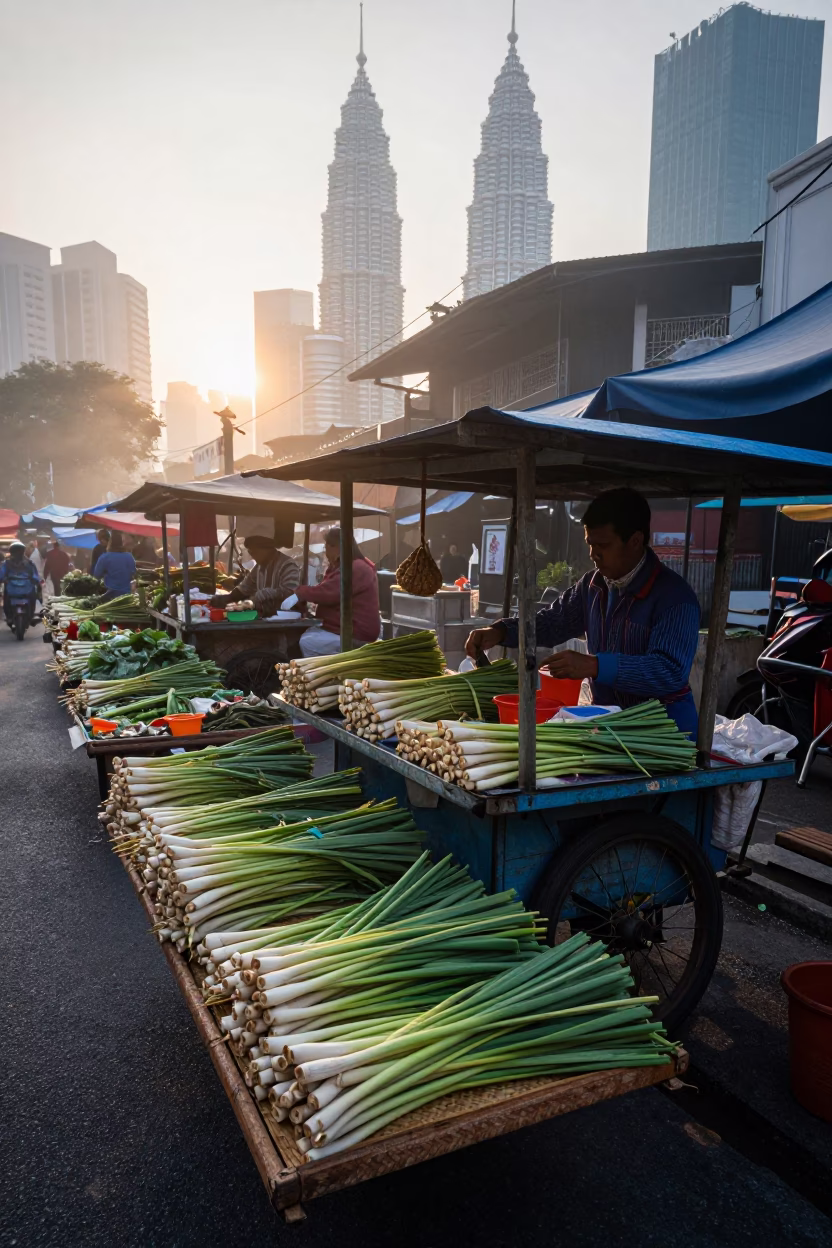 Street Vendor in Kuala Lumpur at First Light Of Dawn in in Kuala Lumpur, Malaysia