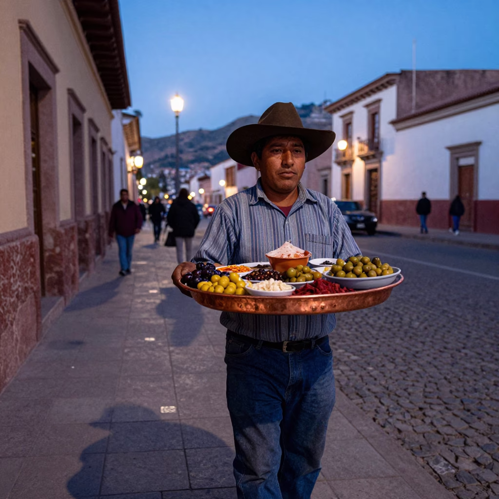 Street Vendor in La Paz at Blue Hour in in La Paz, Bolivia