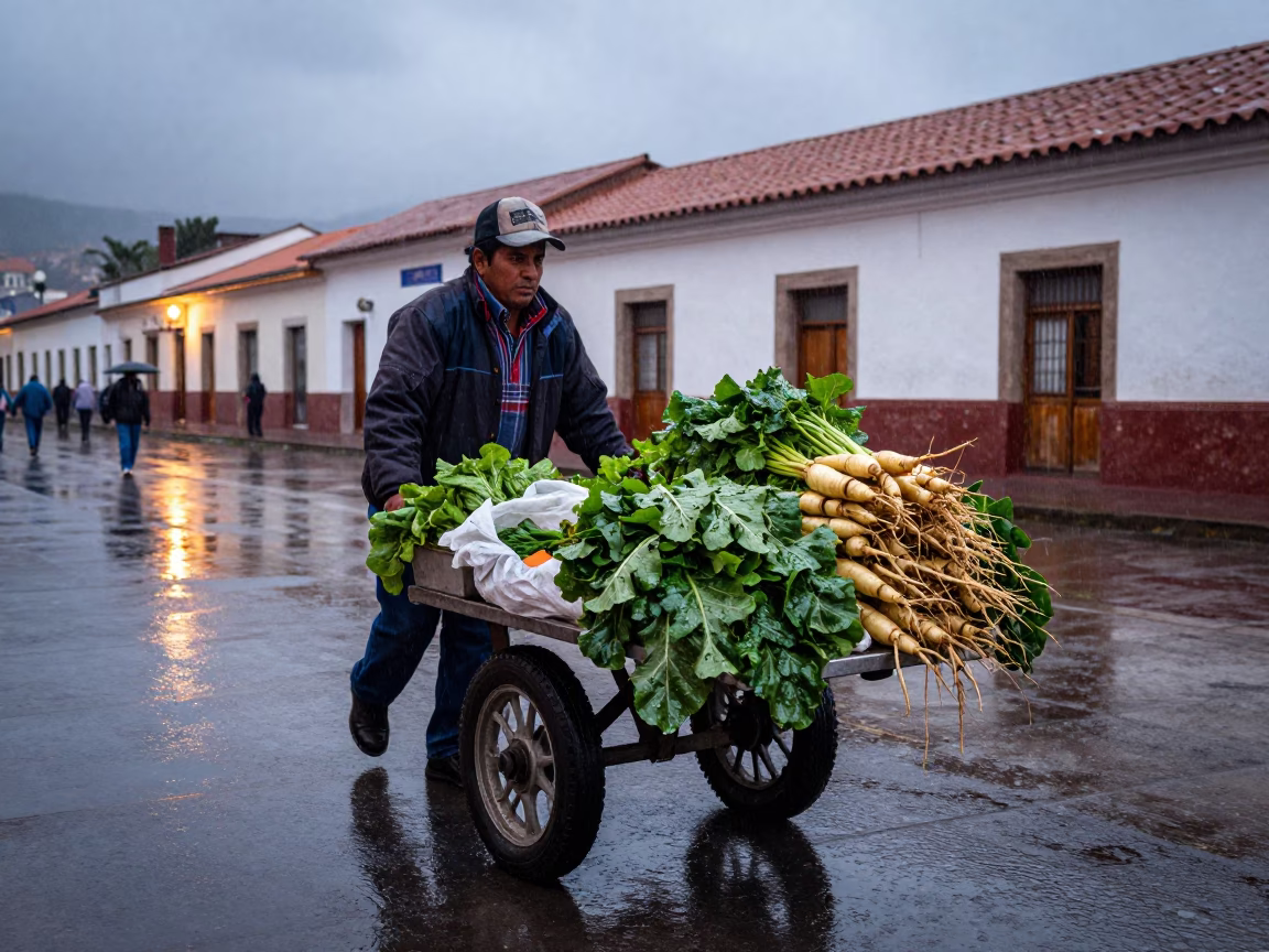 Street Vendor in La Paz at Dusk Light in in La Paz, Bolivia