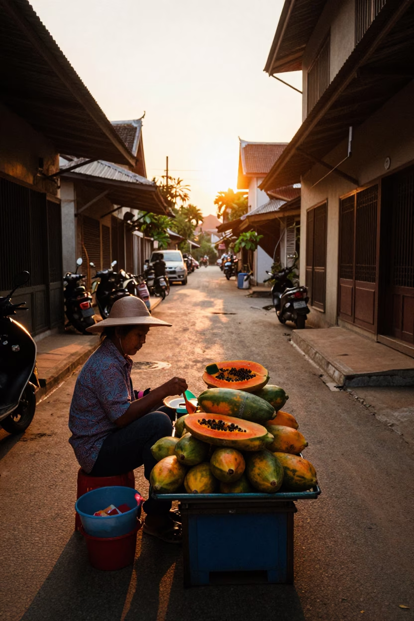 Street Vendor in Luang Prabang in in Luang Prabang, Laos