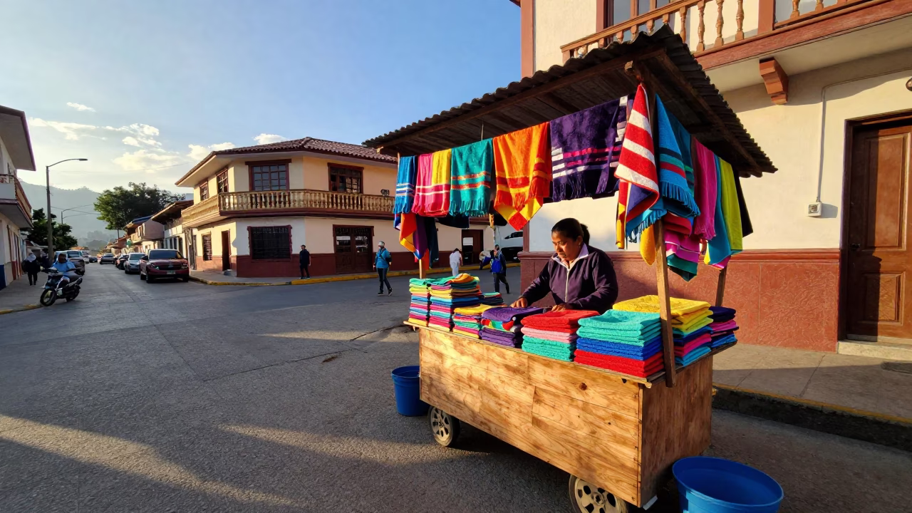 Street Vendor in Medellin at The Late Afternoon Light in in Medellin, Colombia