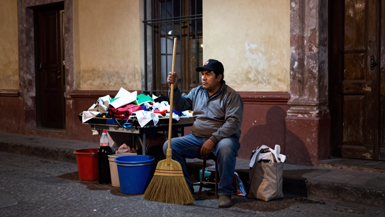Street Vendor in Merida at Deep In The Night Light in in Merida, Mexico