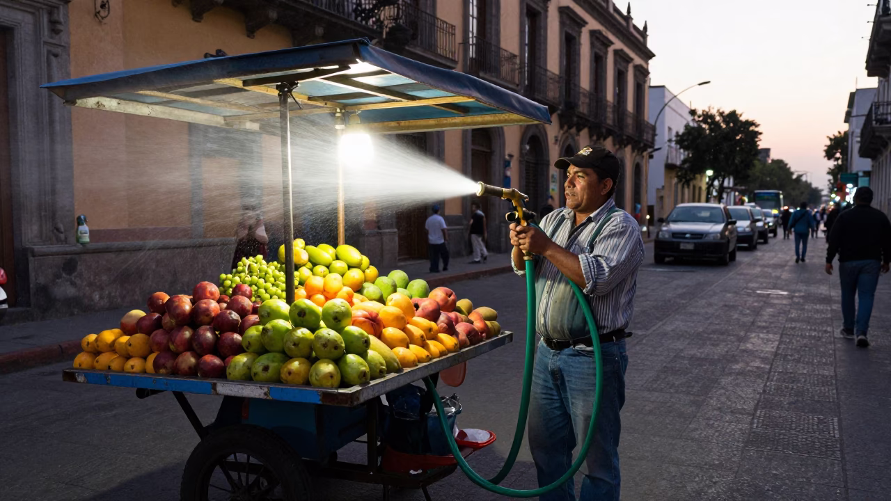 Street Vendor in Mexico City at The Early Evening Light in in Mexico City, Mexico