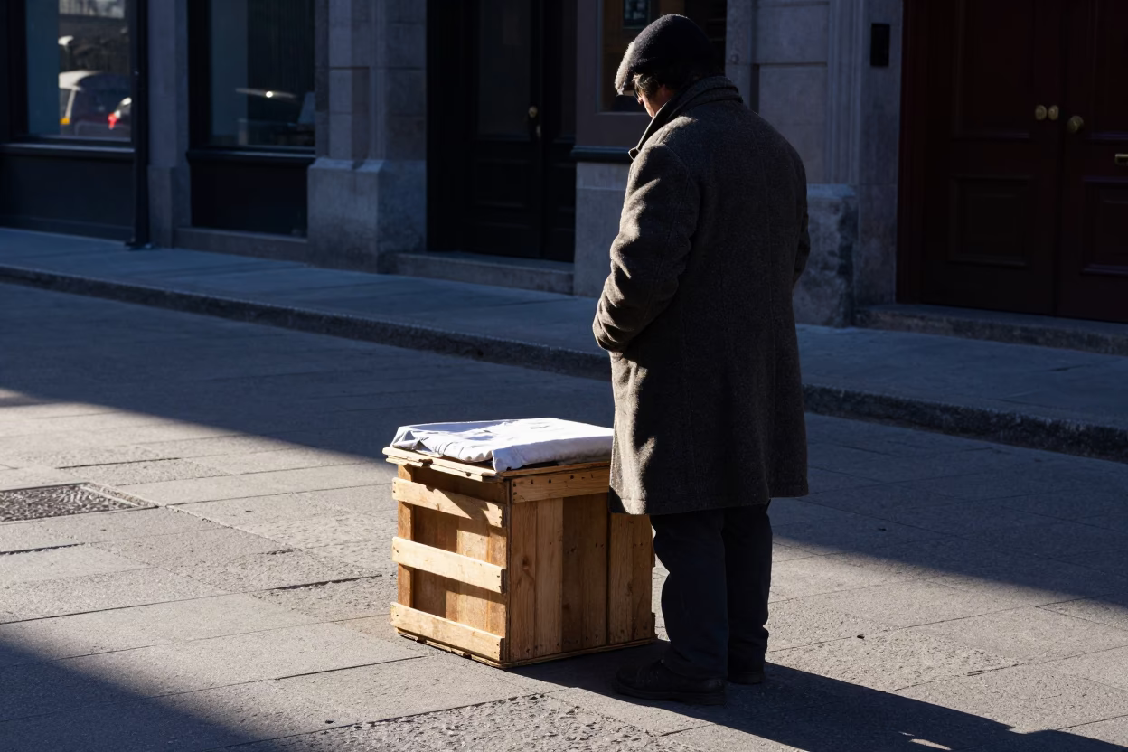 Street Vendor in Montreal at The Early Morning Light in in Montreal, Quebec, Canada